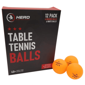 Hero 12 Pack White & Orange Table Tennis Balls