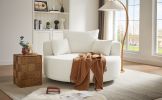 360° Swivel Chair Accent Barrel Chair Swivel Round Sofa Chair with 3 Removable Pillows for Living Room, Bedroom, Office and Hotel,Beige