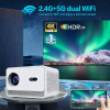 Smart Projector, support 4K Decoding,  Android 13, T950S Quad-Core, 2+16GB Memory, Dual-Band WiFi, Home Office Projector
