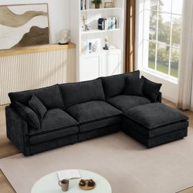 Modular Sectional Sofa, 102 Inch L Shaped Couch Set for Living Room, 3-Seater Comfy Cloud Couches with Movable Ottoman, DIY Combination, Chenille