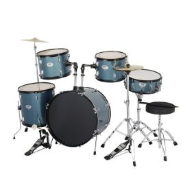 MCH Full Size Adult Drum Set 5-Piece Black with Bass Drum, two Tom Drum, Snare Drum, Floor Tom, 16" Ride Cymbal, 14" Hi-hat Cymbals, Stool, Drum