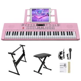 [Do Not Sell on Amazon]GEP-110 61 Key Keyboard with Piano Stand, Piano Bench, Built In Speakers, Headphone, Microphone, Music Rest, LED Screen