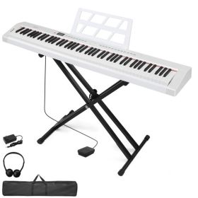 [Do Not Sell on Amazon]Glarry GPP-105 88 Key Full Size Semi-Weighted Standard Keyboards Digital Piano with Dual-tube X-Shape Stand, MIDI Bluetoot