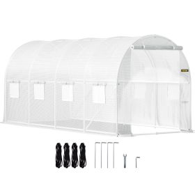 VEVOR Walk-in Tunnel Greenhouse, 15 x 6.5 x 7 ft Portable Plant Hot House w/ Galvanized Steel Hoops, 1 Top Beam, Diagonal Poles