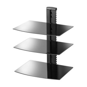 VEVOR Glass Floating Shelves, Holds up to 18 lbs, TV Wall Mount with Shelf
