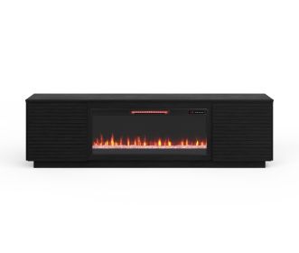 Bridgevine Home Stardust 89 inch Fireplace TV Stand for TVs up to 100 inches, Black Finish