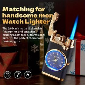 1pcs butane lighter, blue flame lighter, vintage rocking chair lighter, multifunctional dial lighter, windproof lighter