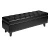 VEVOR Button-Tufted Storage Ottoman Bench, PU Leather Bench with Storage and Solid Wood Legs, Modern Shoe Benches Seat for Entryway