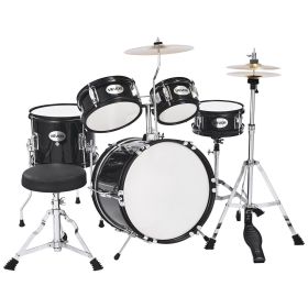 Kids Drum Set 5-Piece Junior Musical Drum Kit with 14 in Bass Drum(Black)