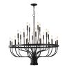 24-Light Black Chandelier Industrial Iron Candle Chandelier Modern Suspended Farmhouse Chandeliers Pendant Light Fixtures for Dining Room Bedroom Livi