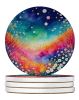 Colorful Gypsophila Large Sandstone Coasters Pack of 4 Absorbent Round Coasters Decor Gifts for Men or Women, 4 in, Multicolor
