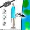 16" Yellow/Blue Lava Motion Volcano Lamp, Yellow Wax in Blue Liquid, Silver Metal Base