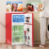 3.2 Cu Ft Compact Refrigerator, Mini Fridge with Freezer, Adjustable Shelves and Reversible Doors for Bedroom, Red