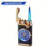 1pcs butane lighter, blue flame lighter, vintage rocking chair lighter, multifunctional dial lighter, windproof lighter