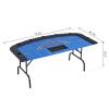 Poker Table Foldable, 72" Blackjack Table for 7 Players with Chip & Cup Holder, Blue Felt