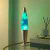 16" Yellow/Blue Lava Motion Volcano Lamp, Yellow Wax in Blue Liquid, Silver Metal Base