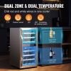 VEVOR 33-Bottle Wine Cooler, Dual Zone & Dual Temperature Wine Fridge, Freestanding Refrigerator with Circulating Air-cooling and Digital Control