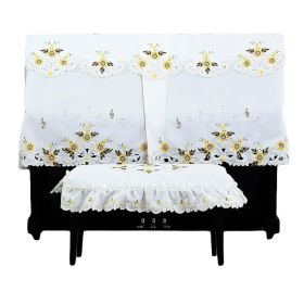 Embroidery Piano Cover Dustproof Protection Cover Piano Chair Cover Sunflower