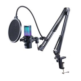 VEVOR USB Microphone, 192 kHz/24-bit, Professional Condenser Microphone Kit with Boom Arm Stand Pop Filter Shock Mount
