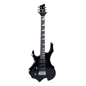 Glarry Flame Left Hand Electric Guitar HSH Pickup Shaped Electric Guitar Pack Strap Picks Shake Cable Wrench Tool Black
