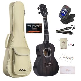 ADM Concert Mahogany Ukulele Package, 23 inch, Matte Black