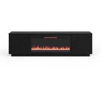 Bridgevine Home Stardust 89 inch Fireplace TV Stand for TVs up to 100 inches, Black Finish