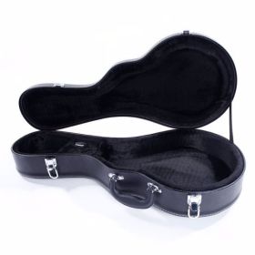 Microgroove Pattern Leather Wood Mandolin Case Black