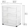 Wide 3 Drawer Cart White
