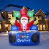 6ft Xmas Inflatable DJ Santa - RGB LED Orbs Music Mute Mode Stakes/Ropes Quick Setup Outdoor Party Decor