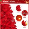 7 FT Pre-lit Artificial Christmas Tree, Hinged Xmas Pine Tree with 1100 Branch Tips, 400 Lights and Remote Control for Holiday Party Office Home, Red