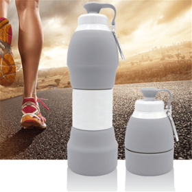 Silicone folding water bottle (Color: GREY)
