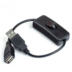1PC 28cm/0.92ft USB Cable With Switch ON/OFF Cable Extension Toggle For USB LED String USB Gadget USB Power Supply Device Tools (Color: Black)