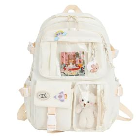 Women's Travel Backpack Women's Multi-Pocket Waterproof College School Bag Transparent Bag Large Capacity Laptop Backpack Reinforcement (Color: BEIGE)