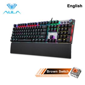 F2088 Mechanical Gaming Keyboard Anti-ghosting 104 brown Switch blue Wired Mixed Backlit Keyborad for Game Laptop PC (Ships From: China, Color: 108 brown switch)