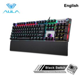 F2088 Mechanical Gaming Keyboard Anti-ghosting 104 brown Switch blue Wired Mixed Backlit Keyborad for Game Laptop PC (Ships From: China, Color: 108  black switch)