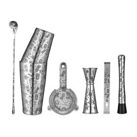 Stainless Steel 7 Piece Cocktail Set Bar Set (material: Stainless Steel, Color: Hawaiian Imagery)