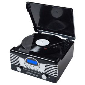 Victor Diner 7-in-1 Turntable Music Center (Color: Black)