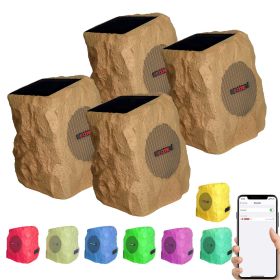 5 Core Rock Speaker Outdoor Waterproof Bluetooth Garden Speakers Solar & USB Charging RGB Colors for Patio Pool & Home (SKU: GRDNSPK MC PEACH 4PCS)