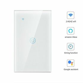 1/2/3/4 Gang WiFi Smart Wall Touch Light Switch Glass Panel For Alexa/Google APP (Style: Wall Switch 1 Gang)