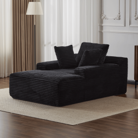 Double Chaise Lounge Chair Indoor,Oversized Upholstered Sleeper Cloud Couch,Deep Seat Luxury Sofa Bed,Sectional Sofa Chaise Love-seat (Color: Black)