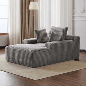 Double Chaise Lounge Chair Indoor,Oversized Upholstered Sleeper Cloud Couch,Deep Seat Luxury Sofa Bed,Sectional Sofa Chaise Love-seat (Color: GREY)