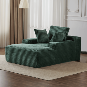 Double Chaise Lounge Chair Indoor,Oversized Upholstered Sleeper Cloud Couch,Deep Seat Luxury Sofa Bed,Sectional Sofa Chaise Love-seat (Color: Green)