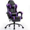 Video Game Chairs for Adults, PU Leather Gaming Chair with Footrest, 360°Swivel Adjustable Lumbar Pillow Gamer Chair
