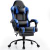 Video Game Chairs for Adults, PU Leather Gaming Chair with Footrest, 360°Swivel Adjustable Lumbar Pillow Gamer Chair