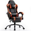 Video Game Chairs for Adults, PU Leather Gaming Chair with Footrest, 360°Swivel Adjustable Lumbar Pillow Gamer Chair