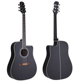 WINZZ Acoustic Cutaway Guitar Package for Beginners Students Kids;  41 Inches (Color: Black)