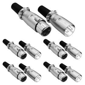 5Core XLR Connector Male Female to 1/4 Audio Jack 3 Pin Secure Mic Plug w Locking Ends (SKU: 5 Pair)