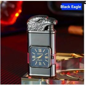 June 15 Father's Day Gift, Butane Lighter, Magic Dual Flame Lighter, Windproof Jet & Soft Flame Switchable Lighter (Color: Black)