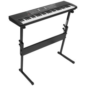 61 Keys Digital Music Keyboard Electric Piano Electronic Musical Instrument Kids Learning Keyboard with Microphone for 3-12 Year Old Kids Girls B (Type: Black with Stand and Light)