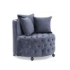 Velvet Upholstered Swivel Chair for Living Room, with Button Tufted Design and Movable Wheels, Including 3 Pillows